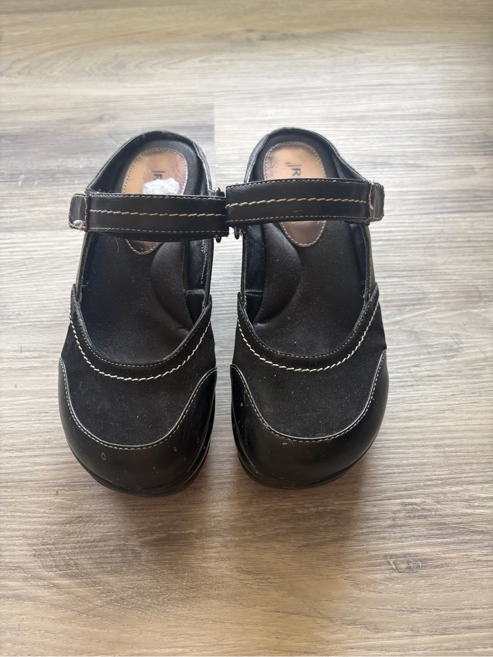 Rialto Black Mary Jane Clog Flats with Strap